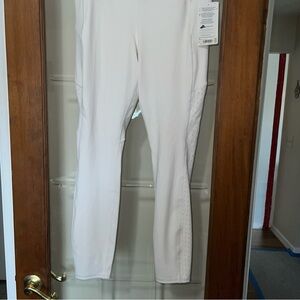 Lululemon White Leggings with Perforated Detail
